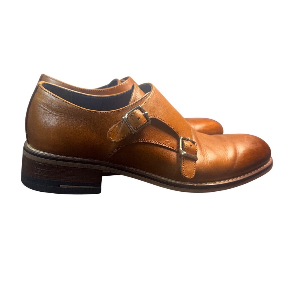 La Milano Toby Mens Cognac Leather Double Monk Strap Dress Shoes A11716 Size 8
